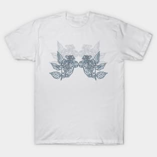 Floral symetrical line art T-Shirt